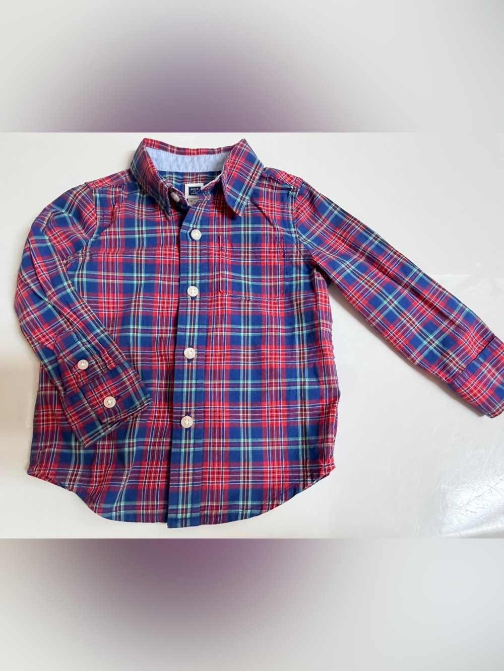 Toddler Boy tartan Red & Blue Plaid Button-Down Shirt; Janie and Jack